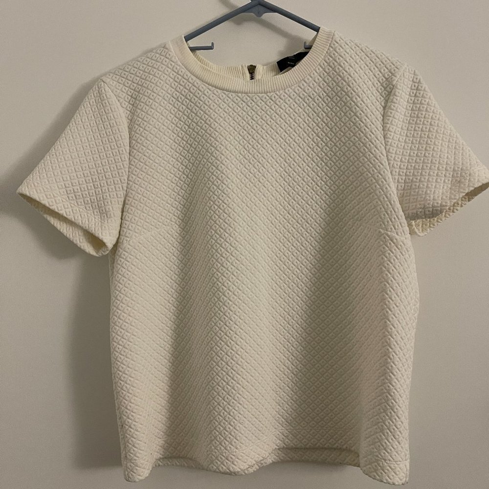 Topshop White Jacquard Textured Top Size US 6